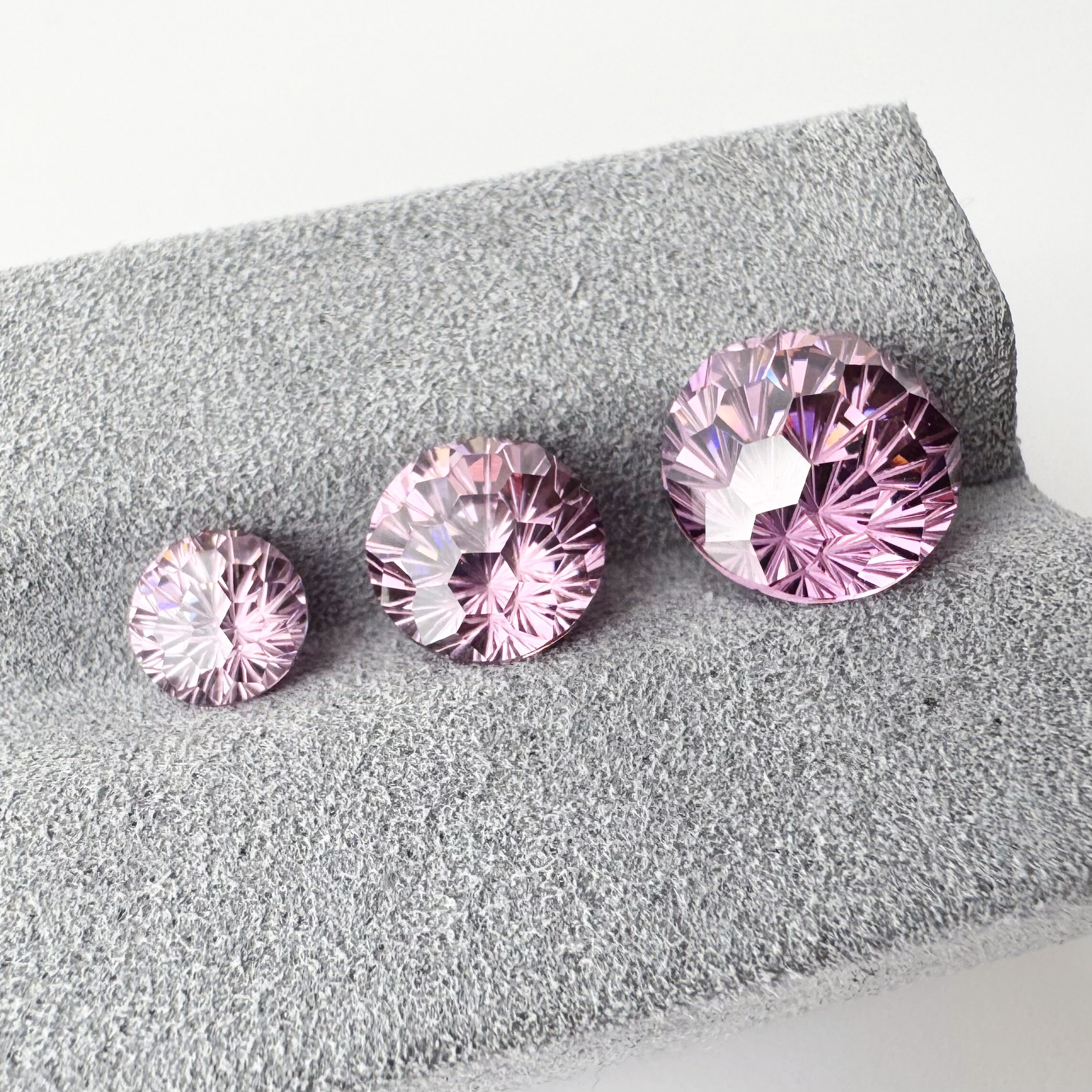 【受注生産】花火カット CZ – ピンク系#04 薔薇霞(10mm / 8mm / 6mm)