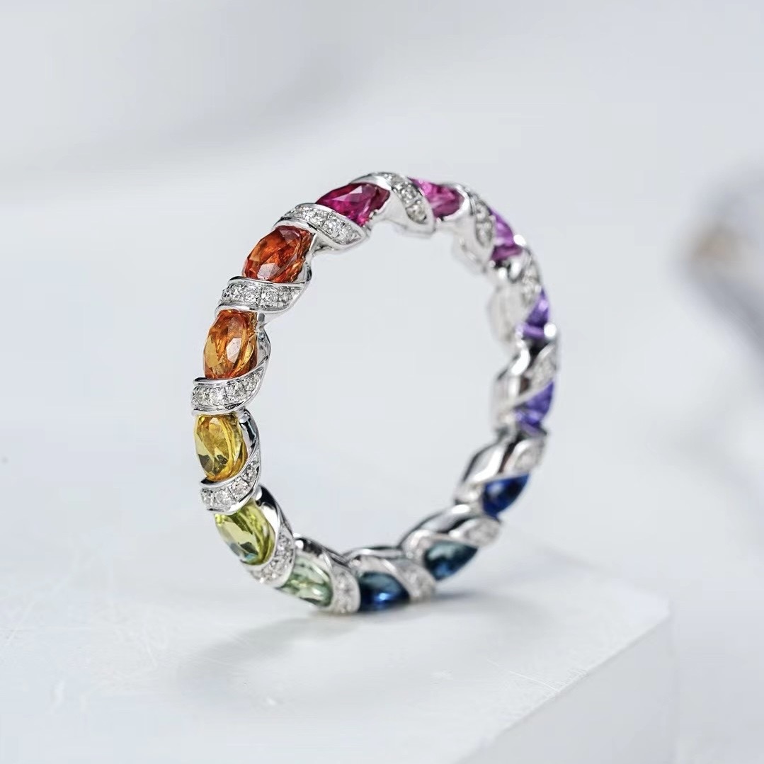 天然サファイア 精密オーバルカット配石|グラデーション・フルエタニティ対応 - 画像 (5)