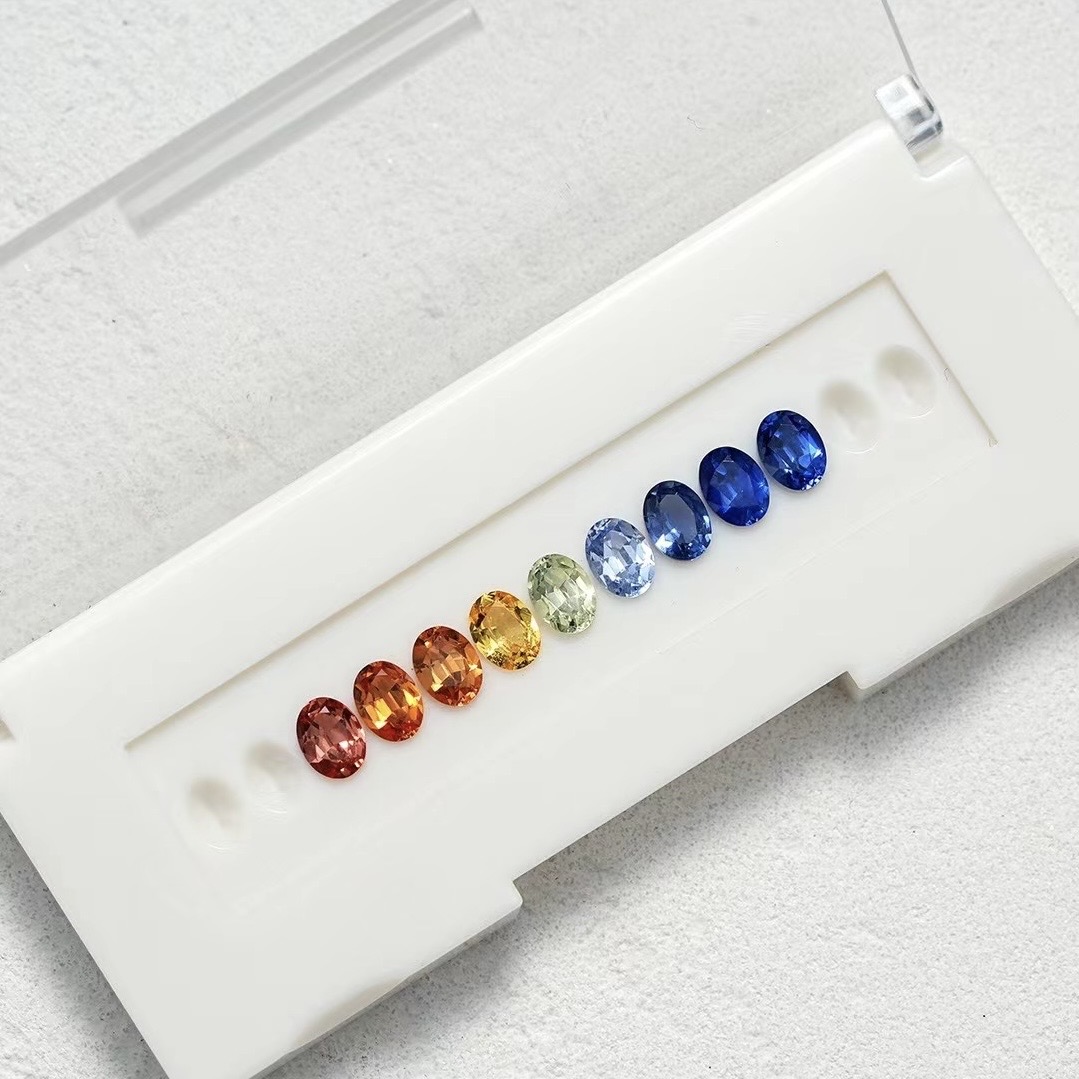 天然サファイア 精密オーバルカット配石|グラデーション・フルエタニティ対応 - 画像 (2)